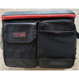 Titan 50-Can Collapsible Cooler Black & Red TableTop™ with 2 Drink Holders & Lid